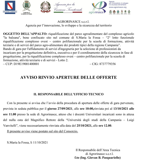 Nuovo rinvio apertura offerte lotto 2