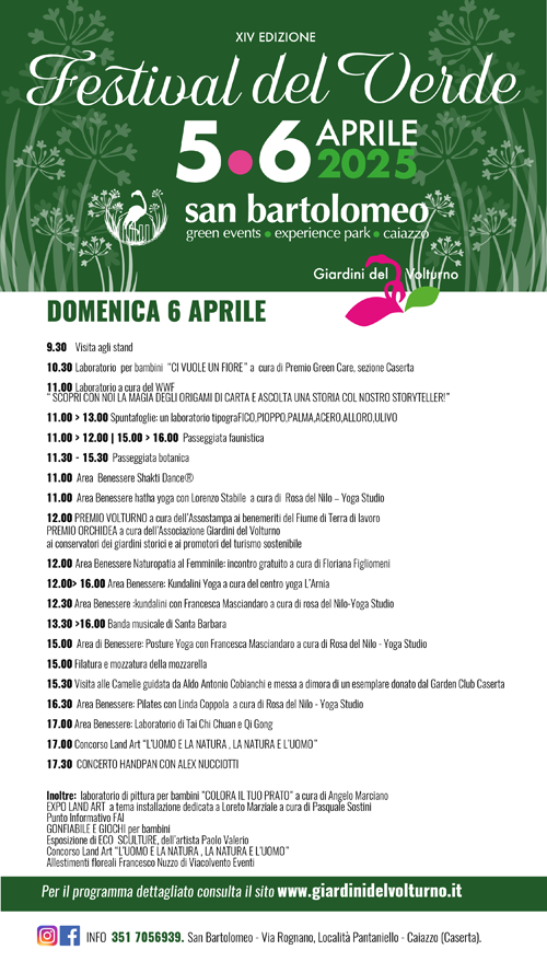 programma giardini 2025 domenica