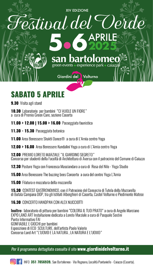programma giardini 2025 sabato